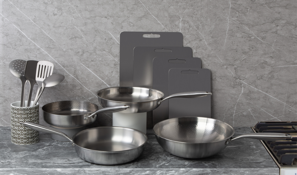 Siraat titanium pans, boards and utensils non-toxic non-stick cookware for conscious cooks