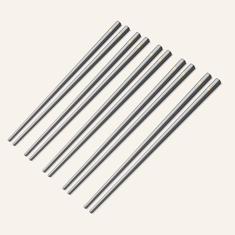 Siraat Titanium Chopsticks, four pairs of reusable non-toxic titanium chopsticks laid side by side