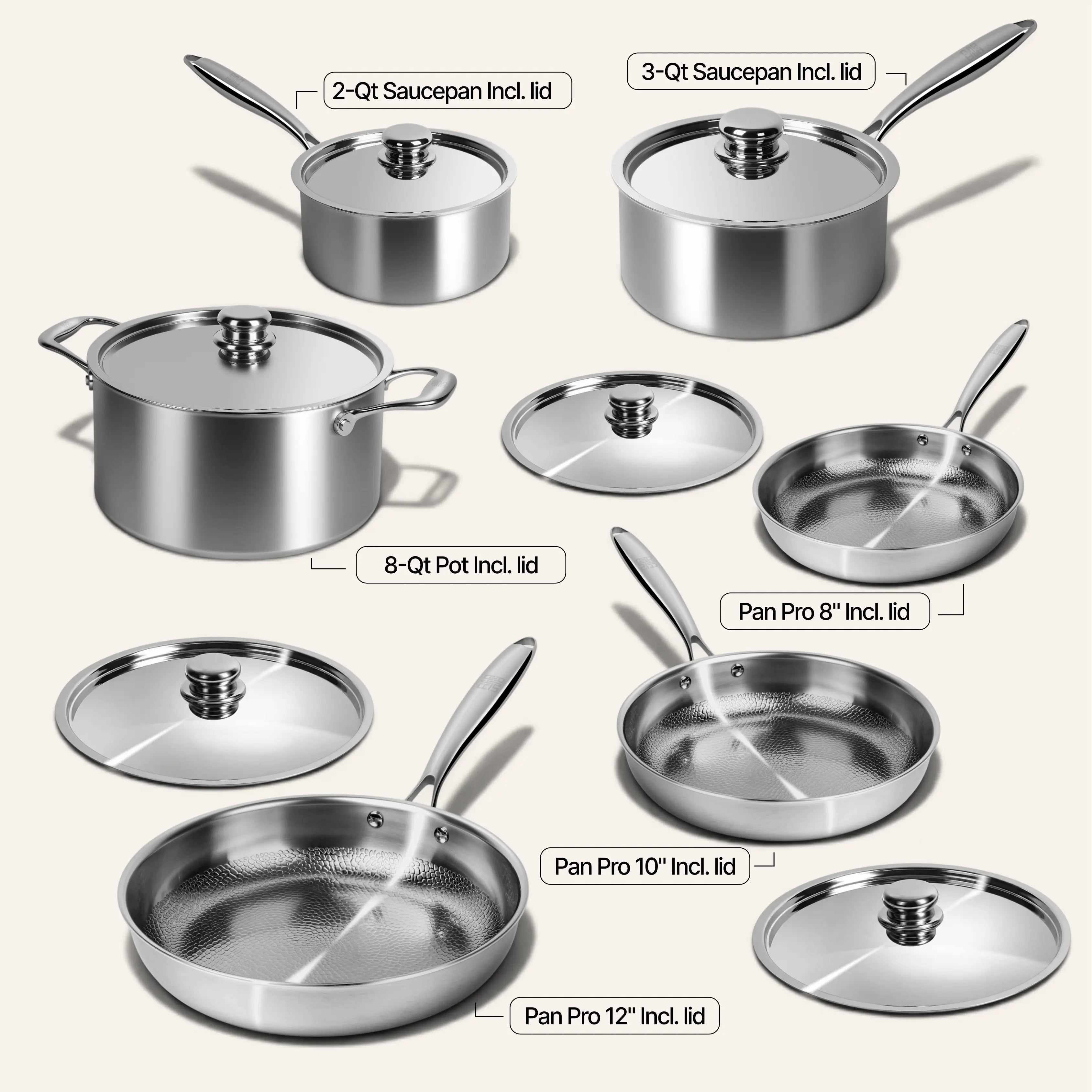 Titanium Hammered Cookware Set | 12-Pcs