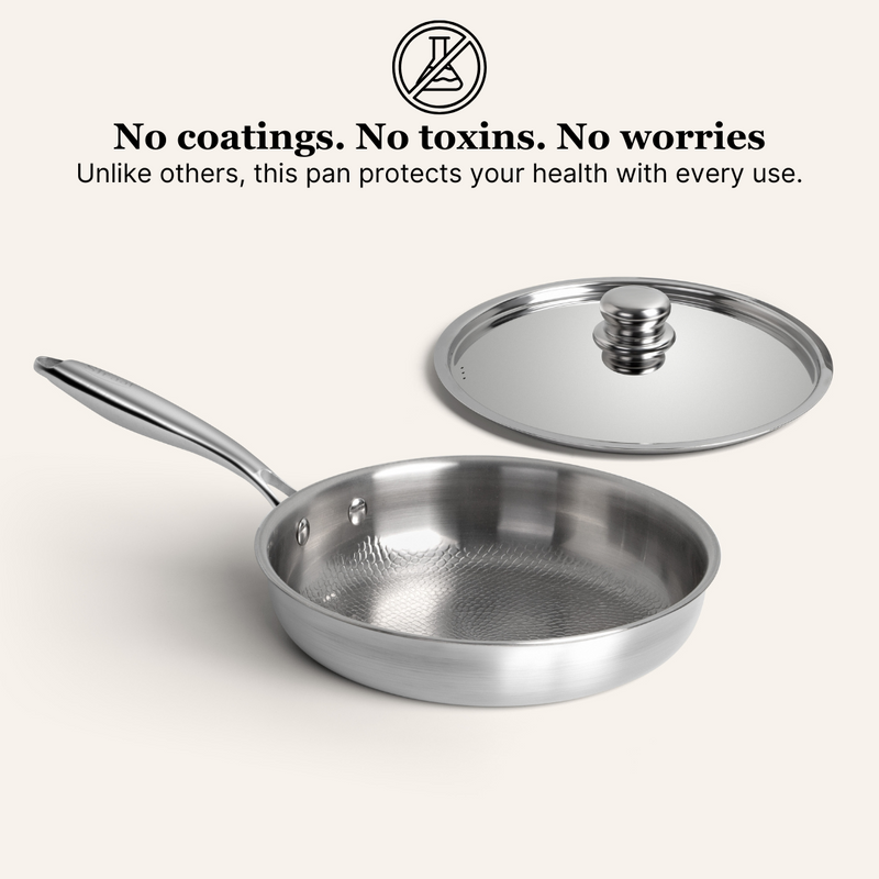 Siraat Titanium Hammered Pan Pro With Lid: no coatings, no toxins, protects your health every use