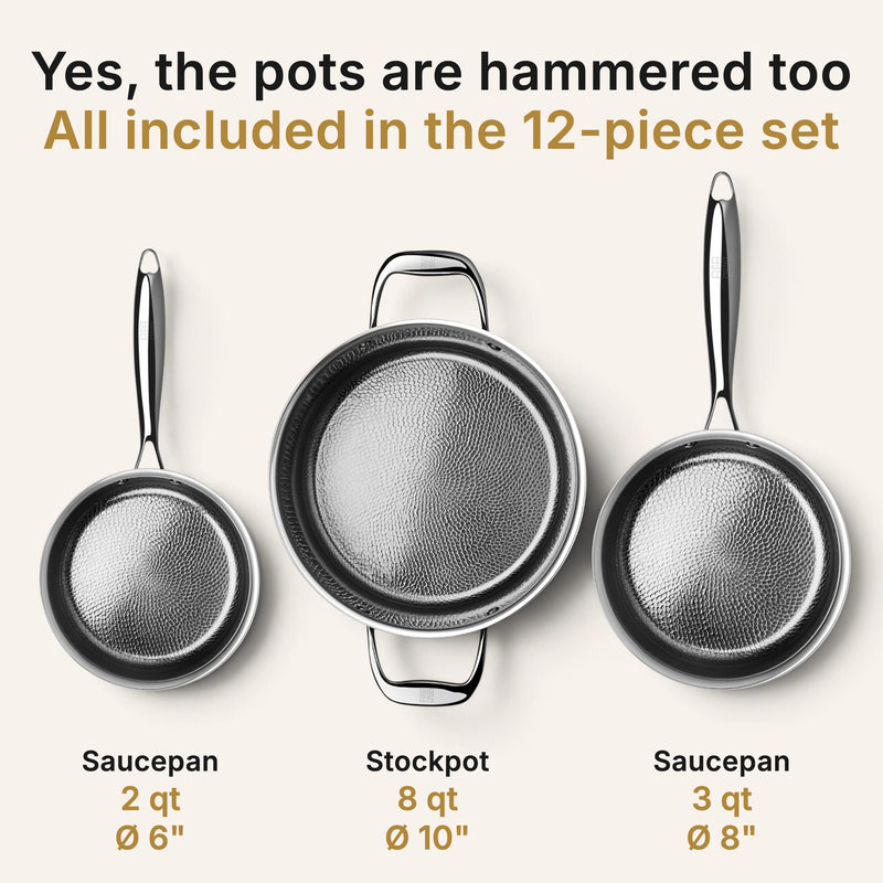 Titanium Hammered Cookware Set | 12-Pcs