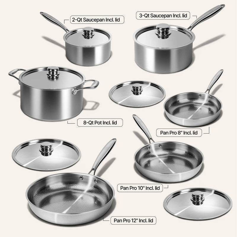 Titanium Hammered Cookware Set | 12-Pcs