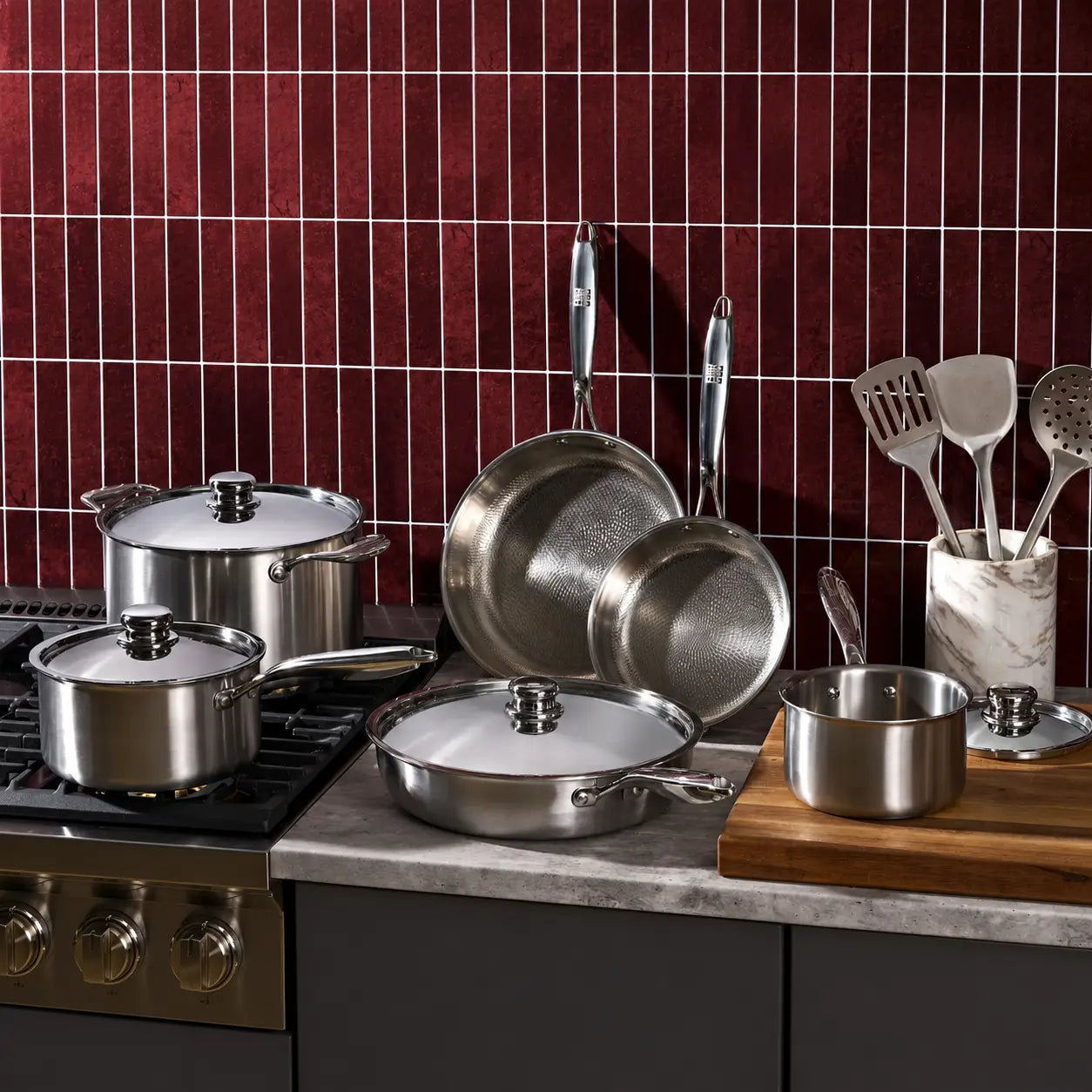 Titanium Hammered Cookware Set | 12-Pcs