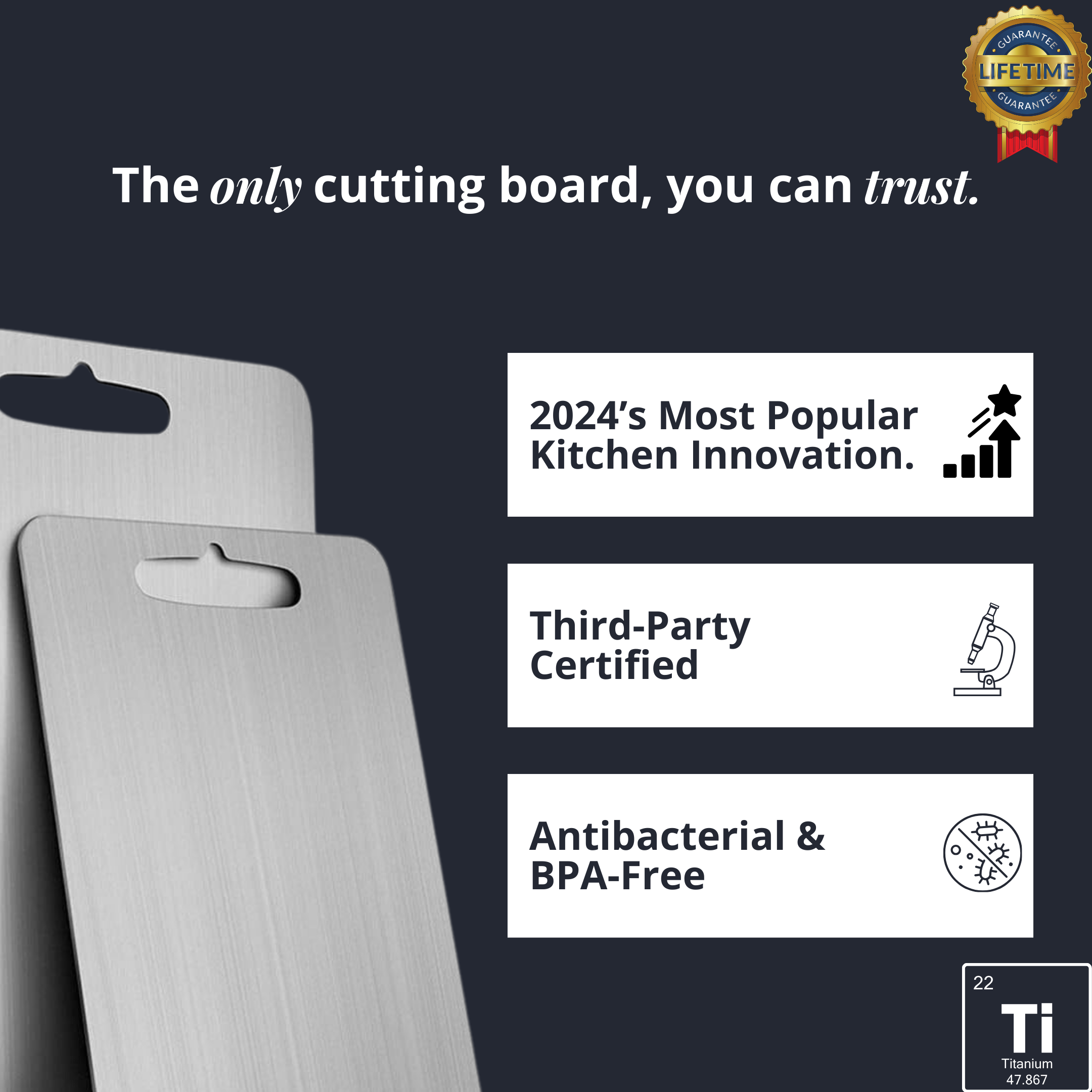 Original Siraat™ 100% Pure Titanium Cutting Board