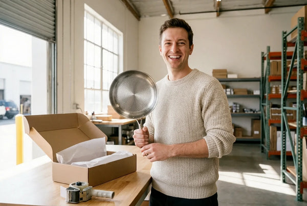 A Siraat Titanium Hammered Pan Pro ready to ship